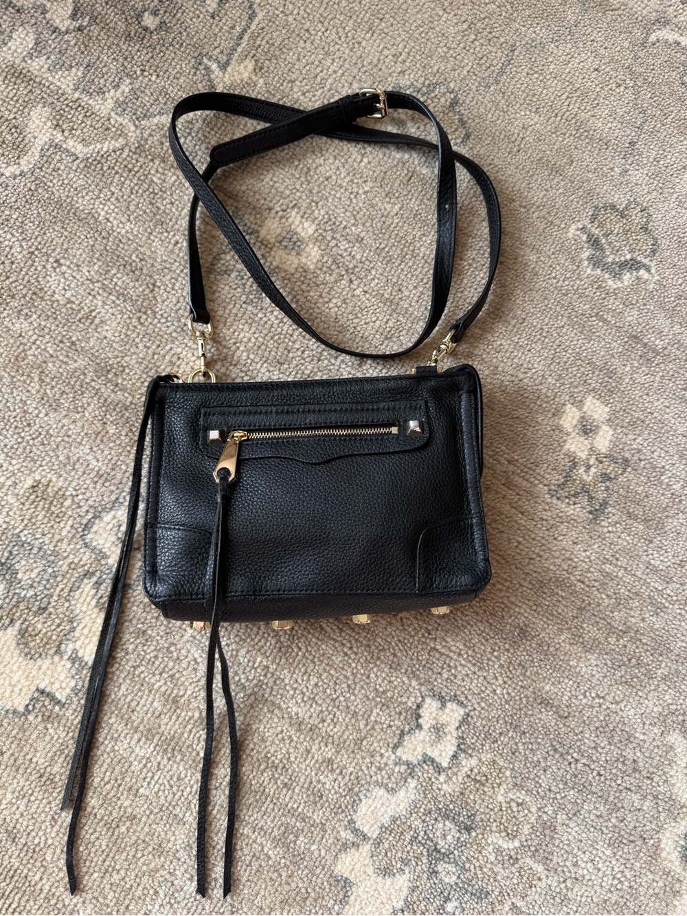 Rebecca Minkoff Black Leather Crossbody Bag - Classic Women’s Shoulder Bag